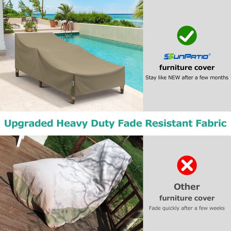 SunPatio Outdoor Chaise Lounge Covers, Heavy Duty Waterproof Beach Chair Cover with Seam Taped, Fade Resistant Patio Chaise Cover, Helpful Air Vents, 2 Pack - 66" L x 30" W x 26" H, Taupe - Image 5